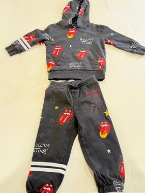 Chaser Kids Black Sweatpants with Red & Yellow Tongue Print